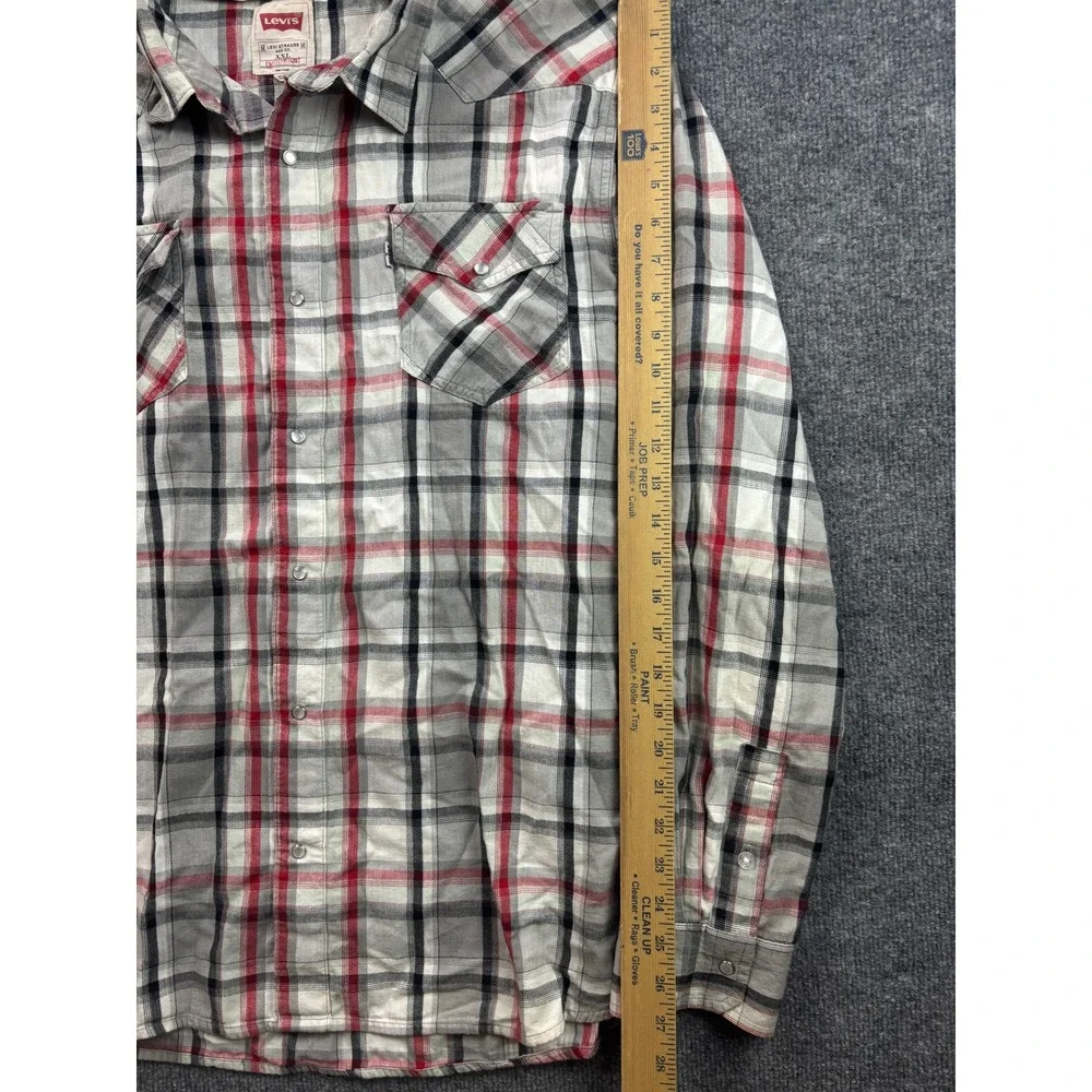Levi Western Shirt Mens XXL Multicolor Plaid Modern Fit Long Sleeve Pearl Snap